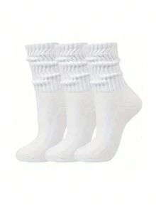 6 Pairs Women's Fleece Socks, Knee-High Knit Warm & Comfortable Casual Leg Warmers, Autumn/Winter - White - View 9