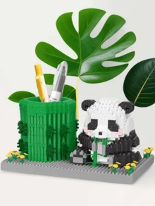 1600片宇航员桌面收纳盒/熊猫笔筒积木套装，DIY 3D拼图组装模型，创意益智玩具，家居装饰，生日/万圣节/圣诞节礼物 - 彩色 - 查看 6