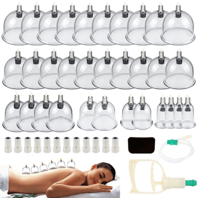 Lislark 32Pcs Set Cupping Relaxation Set With Pump - China Cupping Massage Set, Body Massage Suction Cup Set, Relaxation And Soothing Tools, Including Various Can Shapes, Manual Suction Cups And Extension Tubes, Elegant Gift Box Set, The Best Gift