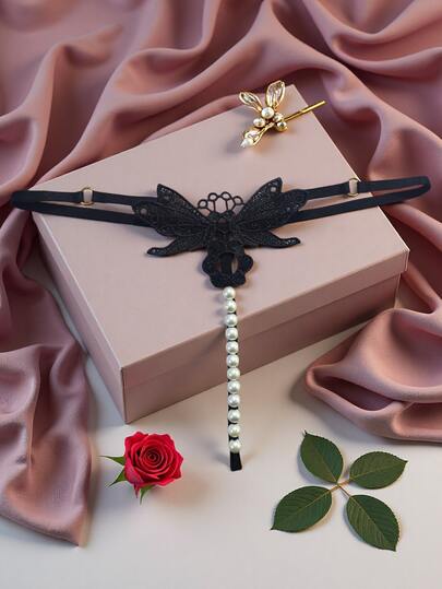 AB. Sexy Lingerie: Women's Sexy Panties Shorts With Butterfly Hollow-Out Design, Fashion Water-Soluble Flower T-Pants With Hot Embroidered Faux Pearls, Lingerie With 3D Ring Splice Design, Luxurious And Seductive. Lightweight And Unrestricted Wear, Low-Waist Outfit Is Alluring And Eye-Catching. Sweet And Cool Round Elements + Invisible Ribbon Design, A Secret Weapon For Nightclub Parties, Pool Parties And Daily Dates. Same As Influencer Lingerie, Secretly Hidden Inside.