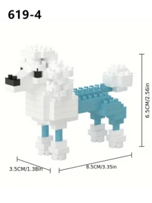1pc Cartoon Building Block Mini Animal Dog Dachshund/Labrador/Schnauzer/Shiba Inu/Poodle/Teddy Pet Dog Companion DIY Creative Educational Children Assembly Building Block Toy Model Home Decor Desktop Ornament Birthday Gift - Multicolor - View 12