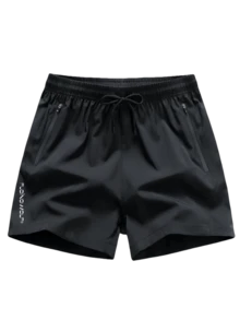 4条装男士运动短裤，夏季休闲弹力腰带抽绳短裤，带拉链口袋，耐穿舒适，适合健身房和户外活动 - 彩色 - 查看 2