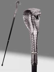 1pc Dual-Tone Snake Cane, Rhombus Plaid Foil Pattern, Metal Material, Mediterranean Halloween Gothic Anime Cosplay Scepter, British Gentleman's Walking Stick, Suitable For Daily Use, Great Gift