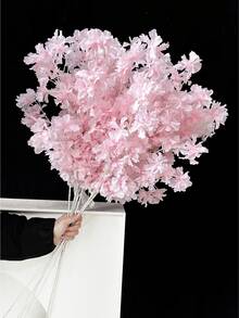 1/2/3支装仿真丝樱花/桃花/梅花枝条，带叶子，适用于墙面、客厅、卧室、婚礼、派对装饰、桌面摆设。家居、书桌、厨房、婚礼、餐桌、中心装饰、办公室、花园、户外、房屋、庭院装饰，适合春、夏、秋、冬四季。 - 粉色 - 查看 8