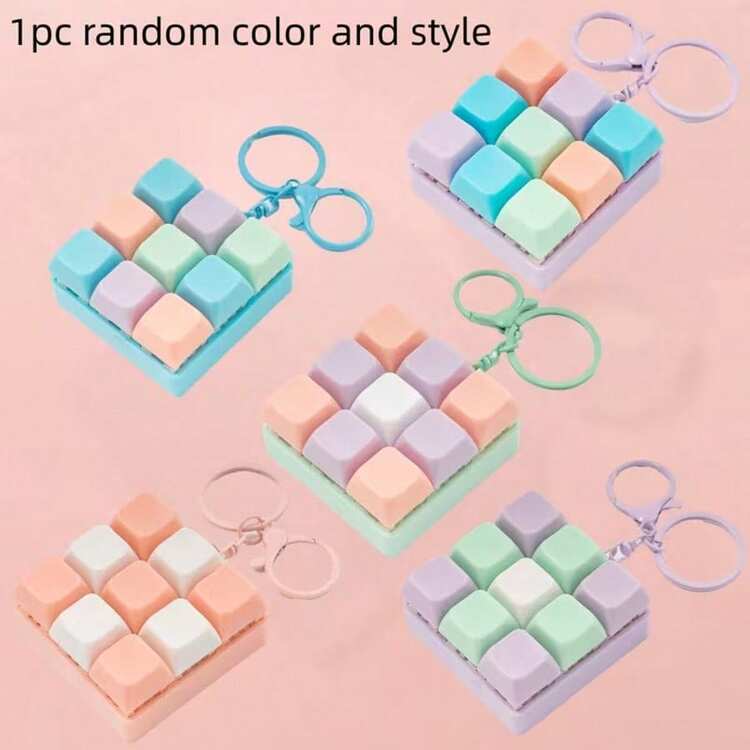 Lot De 6 Porte-clés Anti-stress En Forme De Touches De Clavier – Couleurs Macaron, Interrupteurs Bleus V2, Base Acrylique, Anneau Zinc | Clic Satisfaisant, Décoration De Bureau, Cadeau Rigolo