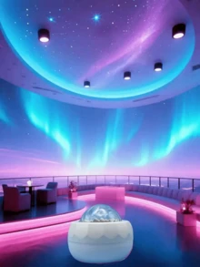 1个北极光LED夜灯投影仪，带遥控器 - 可调光极光灯，适用于卧室、家庭影院和派对装饰 | 完美的圣诞节或生日礼物，营造梦幻氛围的卧室夜灯，耐用塑料外壳 - 彩色 - 查看 4