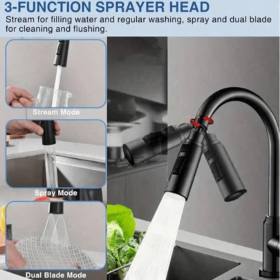 Kitchen Double-Knife Scraping Faucet Extender 360° Universal Joint Shower Wash Basin Universal Nozzle Universal Splash-Proof Water-Proof Spray-Proof Design