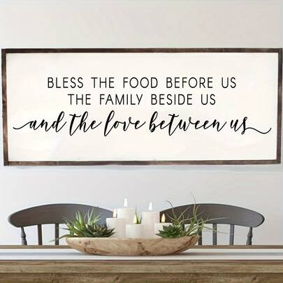 1Pc Unframed Bless The Food Before Us" - Farmhouse Kitchen Wall Art, Dining Room Wall Decoration, Kitchen Signs, Farmhouse Canvas Print Painting, Aesthetic Room Decor, Artwork Wall Painting For Gift, Wall Decor For Dining Room, Living Room