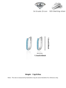 一对925纯银镶钻时尚耳环，直径1.5厘米，适合作为女士婚礼/生日礼物或日常佩戴，附赠精美礼盒 - 藍色 - 查看 3