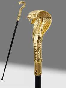 1pc Dual-Tone Snake Cane, Rhombus Plaid Foil Pattern, Metal Material, Mediterranean Halloween Gothic Anime Cosplay Scepter, British Gentleman's Walking Stick, Suitable For Daily Use, Great Gift