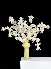 1/2/3支装仿真丝樱花/桃花/梅花枝条，带叶子，适用于墙面、客厅、卧室、婚礼、派对装饰、桌面摆设。家居、书桌、厨房、婚礼、餐桌、中心装饰、办公室、花园、户外、房屋、庭院装饰，适合春、夏、秋、冬四季。 - 香檳色 - 查看 4