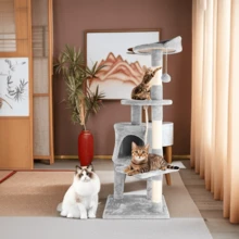 Lislark Cat Tree Large Climbing Tower Activity Centre Kitten Tall Scratching Post Condo - 淺灰色 - 查看 3