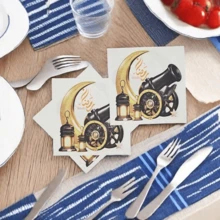 20 Pieces Of Golden Moon-Patterned Napkins, Cannon Theme 6.5*6.5 Inches, Suitable For Celebration Party Decoration, Table Decoration, Festival Decoration Napkin Party Supplies