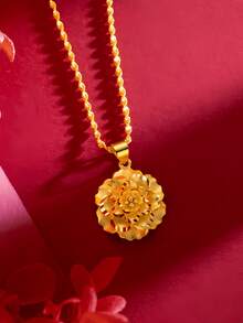 GCGIGUI 1pc/5pcs Delicate Frosted Flower Pendant Necklace, Fashionable Necklace Gift For Birthday, Mother's Day, Christmas, Jewelry Gift For Mother, Wife, Girlfriend, Best Friend, Bride Wedding Decoration, Valentine's Day Outfit, Wedding Attire - Yellow Gold - View 8