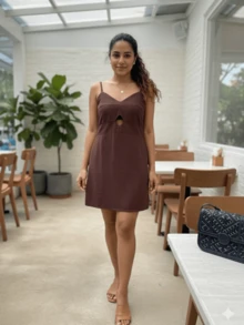 Short Dress, Girly - 咖啡棕 - 查看 1