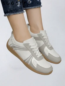 New Lightweight Breathable Mesh Women Casual Outdoor Non-Slip Fashion Sneakers, White & Gray - White - View 2