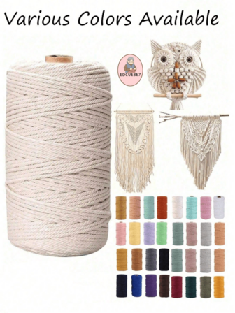  EDCUEBE7 1/2/3/4mm*100m Cuerda natural tejida gruesa, cuerda trenzada con núcleo, cuerda trenzada de 4 hebras, adecuada para decoración de pared, estante de ropa, manualidades, decoración del hogar, embalaje de regalos