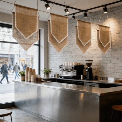 1pc Natural Linen Theme Decoration Hanging Flag,Two Sizes Of BIG (31*42cm) And SMALL (25*33cm),Perfect For Wedding/Party/Holiday Decoration