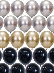 15Pcs Chrome Gold Silver Black Helium Balloon Happy Birthday Party Men Decorations - Multicolor - View 3
