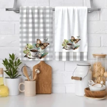 Bộ 2/4 khăn lau bát đĩa, họa tiết kẻ caro cà phê và bướm, chất liệu microfiber siêu thấm hút, khăn bếp hiện đại, khăn lau nấu nướng, khăn lau bát đĩa, khăn lau nhà, khăn lau tay, khăn trà, cực mềm mại và thấm hút cao, trang trí nhà bếp, quà tặng cho hàng xóm, mẹ, sinh nhật, tân gia cho bạn bè, đồ dùng nhà bếp thiết yếu, nhu yếu phẩm hàng ngày. - Nhiều màu - Xem 4
