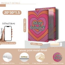 1pc Stay Groovy Love Pattern: Fashionable Colorful Wall Art Canvas, Chic Girl Art, Inspirational Quote Art, Home Decor, Canvas Wall Hanging - Multicolor - View 12