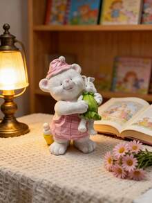 1 Stück süßer rosa Teddybär Harz Dekorationsfigur, Heimdekoration für Schlafzimmer, Wohnzimmer, Büro, Schreibtisch, Valentinstag Geschenk - Verschiedenfarbig - Übersicht 6