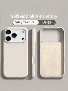 New Luxury Shock-Resistant Soft Case, Beige, Compatible With IPhone 17/16/15 Pro/14 Plus/13/12/11/17 Pro Max/Air, Anti-Fall Smooth, Anti-Shock Design, Fashion Minimalist, Skin-Friendly Material.