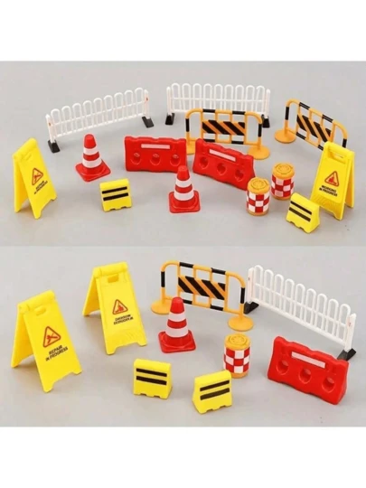 Mini "Caution Wet Floor" Warning Sign - Dollhouse Road Construction Traffic House Outdoor Road Barrier Scene OB11 Model Photography Prop, Pretend Play