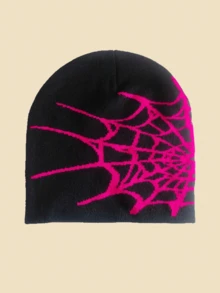 2pcs/Set Or 1pc Men's Unique Spider Web Jacquard Knit Beanie Hat, Suitable For Autumn/Winter Casual Wear - Multicolor - View 15
