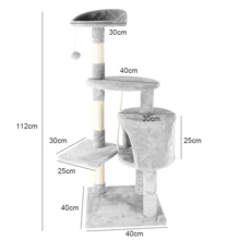 Lislark Cat Tree Large Climbing Tower Activity Centre Kitten Tall Scratching Post Condo - 淺灰色 - 查看 2