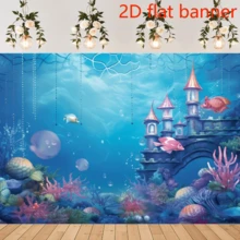 Banner phẳng 2D 1 cái, phông nền chụp ảnh chủ đề vảy cá mùa hè, công chúa dưới biển, dành cho bé gái, thích hợp cho tiệc sinh nhật, tiệc mừng em bé, trang trí studio chụp ảnh, bàn bánh kem, banner trang trí. - 1 - Xem 2