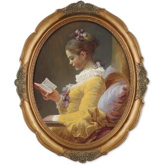 1 st Retro snidad fotoram, europeisk stil, lätt lyx, oval spegel, väggmonterbar, klassisk oljemålningsstil fotoram för heminredning