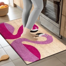 1 szt. dywanik z nadrukiem w kształcie flaminga, mata z imitacji wełny – bardzo chłonna, łatwa do czyszczenia, odpowiednia do wystroju wnętrz, do domu, na farmę, do przedpokoju, do wnętrz, do kuchni, jadalni, małego biura/biura domowego, do zlewu, pralni, wycieraczki, maty kuchennej, maty antypoślizgowej - Wielokolorowe - Zobacz 5