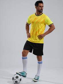 Customized Football Jersey, Can Print Name And Number | Personalized Adult Football Team Uniform | Moisture-Wicking Fabric, Fade-Resistant Printing - Yellow - View 5