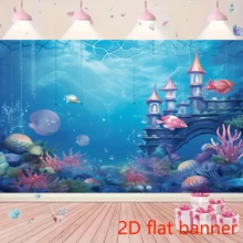 Banner phẳng 2D 1 cái, phông nền chụp ảnh chủ đề vảy cá mùa hè, công chúa dưới biển, dành cho bé gái, thích hợp cho tiệc sinh nhật, tiệc mừng em bé, trang trí studio chụp ảnh, bàn bánh kem, banner trang trí. - 1 - Xem 4