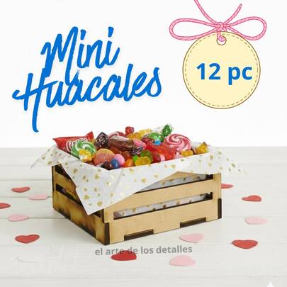 12 PIEZAS DE MINI HUACLES DE MDF 3 MM DE 8X8X4 CM. PERFECTO PARA REGALOS O DECORACIÓN