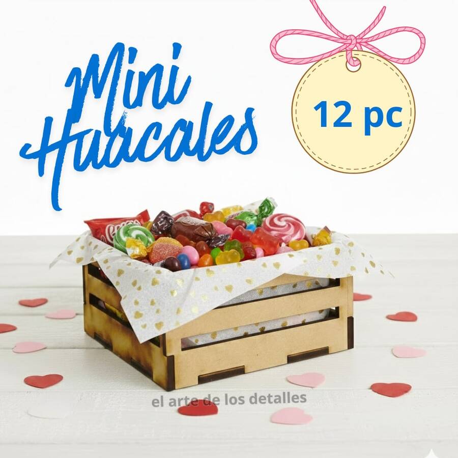12 PIEZAS DE MINI HUACLES DE MDF 3 MM DE 8X8X4 CM. PERFECTO PARA REGALOS O DECORACIÓN - Multicolor - Ver 1