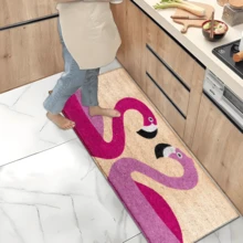 1 szt. dywanik z nadrukiem w kształcie flaminga, mata z imitacji wełny – bardzo chłonna, łatwa do czyszczenia, odpowiednia do wystroju wnętrz, do domu, na farmę, do przedpokoju, do wnętrz, do kuchni, jadalni, małego biura/biura domowego, do zlewu, pralni, wycieraczki, maty kuchennej, maty antypoślizgowej - Wielokolorowe - Zobacz 8