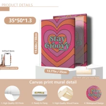 1pc Stay Groovy Love Pattern: Fashionable Colorful Wall Art Canvas, Chic Girl Art, Inspirational Quote Art, Home Decor, Canvas Wall Hanging - Multicolor - View 15