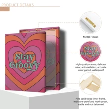 1pc Stay Groovy Love Pattern: Fashionable Colorful Wall Art Canvas, Chic Girl Art, Inspirational Quote Art, Home Decor, Canvas Wall Hanging - Multicolor - View 5
