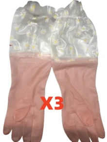 3/1pc Silicone Cleaning Gloves, Washing Gloves, Dishwashing Gloves With Extended Cuffs, Kitchen, Bathroom, Home Supplies, Easy To Clean, Suitable For Kitchen, Bathroom, Home - Pink - View 12