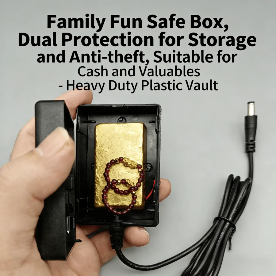 (Simulated DC Power Supply) Household Fun Safe Box, Dual Protection For Storage And Anti-Theft, Suitable For Cash And Valuables - Heavy Duty Plastic Safe Box For Home (No Actual Power Function) - Black - View 1