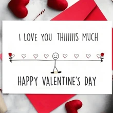 1pc Funny Love Card, Valentine's Day Card, Christmas Card, Gift, Birthday Card, "I Love You This Much", "Merry Christmas", Small Business Supplies, Thank You Card, Gift, Express Love, Suitable For Friends, Husband, Boyfriend, Wife, Girlfriend, Family, Siblings, Parents, Partner, Colleagues, Classmates, Loved Ones, Father, Mother, Suitable For All Occasions, Christmas Gift - Multicolor - View 12