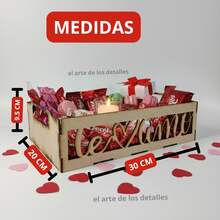 BANDEJA PARA DESAYUNOS SORPRESA, REGALOS DISEÑO CALADO DE TE AMO, REGALO PARA SAN VALENTÍN, DECORACIÓN DE HOGAR, REGALO, MANUALIDADES, DE MDF 3 MM ARMABLE - Multicolor - Ver 2