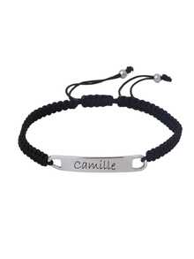 Dainty Personalized Name Macrame Bracelet - Stainless Steel Plate Stackable Aesthetic, Couple/BFF Matching Gift For Valentine's Day/Anniversary/Birthday - Multicolor - View 8