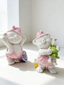 1 Stück süßer rosa Teddybär Harz Dekorationsfigur, Heimdekoration für Schlafzimmer, Wohnzimmer, Büro, Schreibtisch, Valentinstag Geschenk - Verschiedenfarbig - Übersicht 7