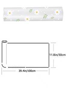 1 Roll Daisy Pattern Thickened Kitchen Cabinet Liner, Non-Slip Drawer Liner, Washable EVA Refrigerator Mat, Easy To Cut Fridge Pad