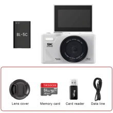 7500万像素数码相机，3英寸翻转屏，WiFi，18倍数码变焦，5K复古Vlog视频录制，配备64GB存储卡，1150mAh可拆卸电池，圣诞节、万圣节、感恩节、生日礼物 - 彩色 - 查看 13