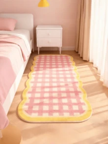 1pc Soft Faux Wool Rug, Rectangular Plaid Pattern Rug, Fluffy & Soft, Suitable For Bedroom, Can Be Used As Decorative Rug, Bedside Home Decor Rug, Washable, Home Decor Faux Wool Rug, Holiday Decor Rug - Multicolor - View 7