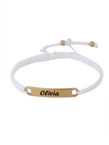 Dainty Personalized Name Macrame Bracelet - Stainless Steel Plate Stackable Aesthetic, Couple/BFF Matching Gift For Valentine's Day/Anniversary/Birthday - Multicolor - View 9